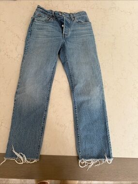 Levi's  501 Blue Jeans with Raw Hem
